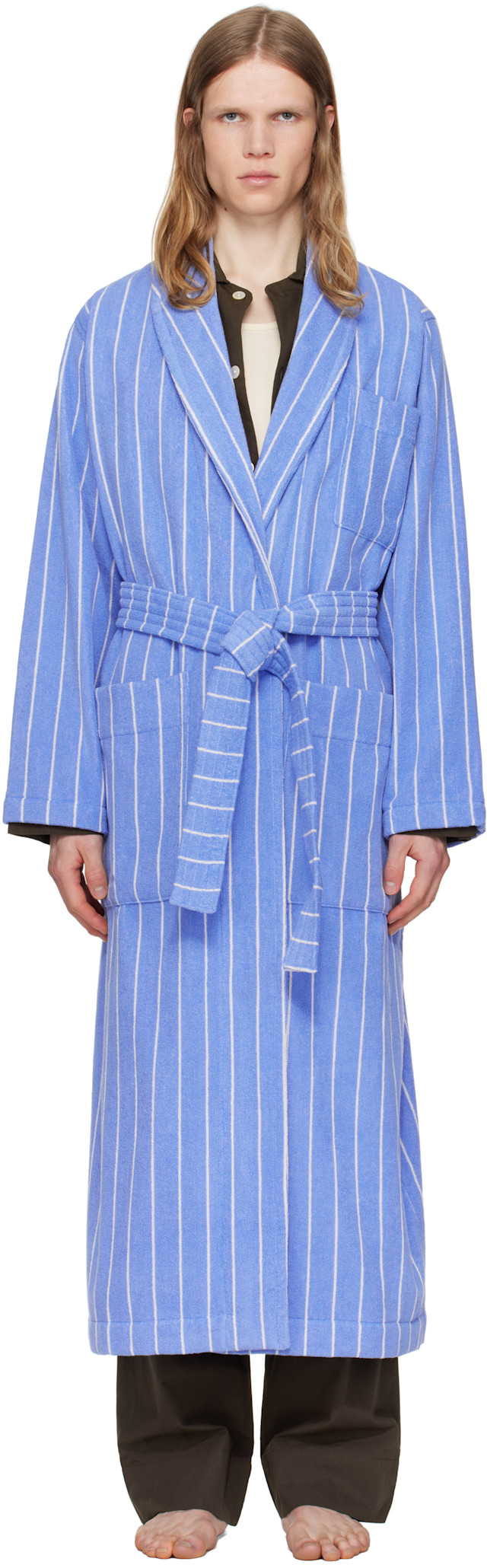 Tekla: Navy Terry Classic Bathrobe | SSENSE