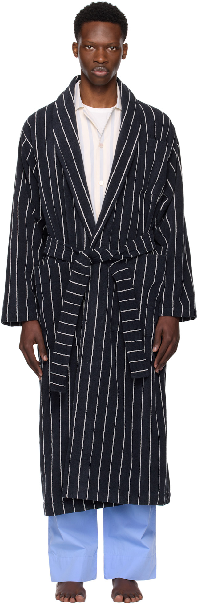 TEKLA テリーバスローブ Tekla: Navy Terry Classic Bathrobe | SSENSE