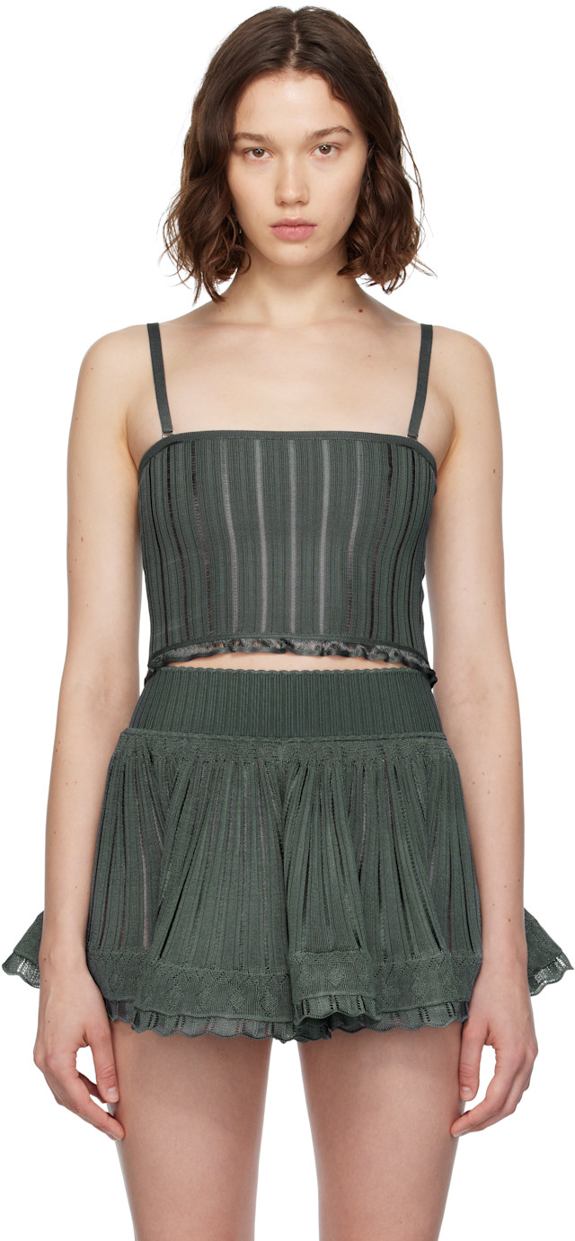 ALAÏA: Gray Crinoline Knit Tank Top | SSENSE