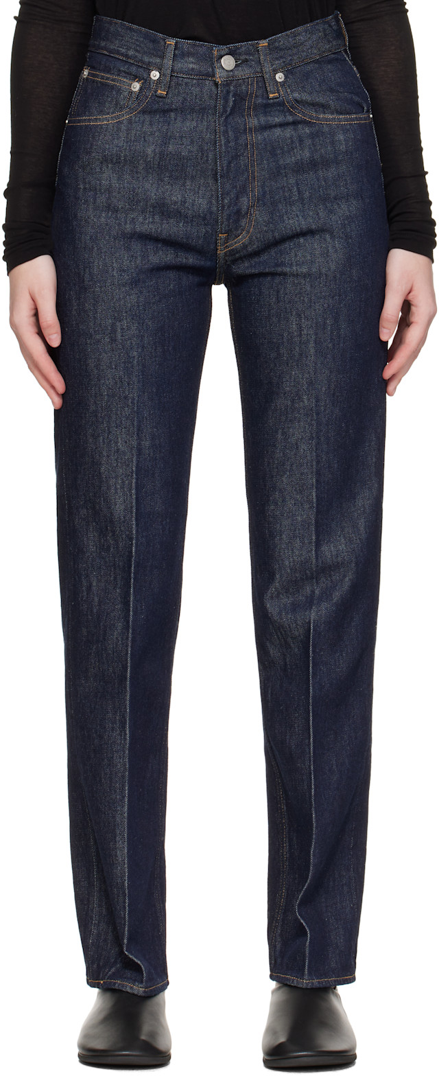AURALEE: Indigo Hard Twist Denim 5P Jeans | SSENSE AURALEE: Indigo Hard Twist Denim 5P Jeans | SSENSE