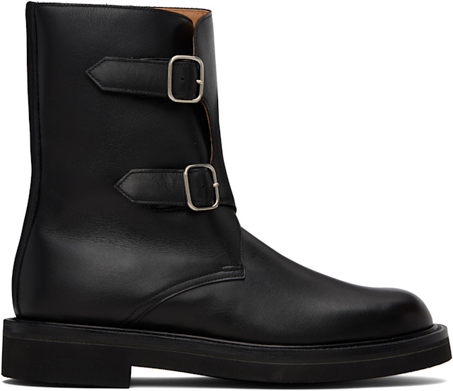 靴 AURALEE LEATHER BOOTS 24cm AURALEE: Black Leather Work Boots | SSENSE