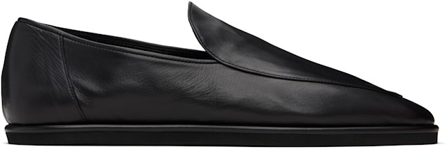 AURALEE: Black Soft Leather Loafers | SSENSE