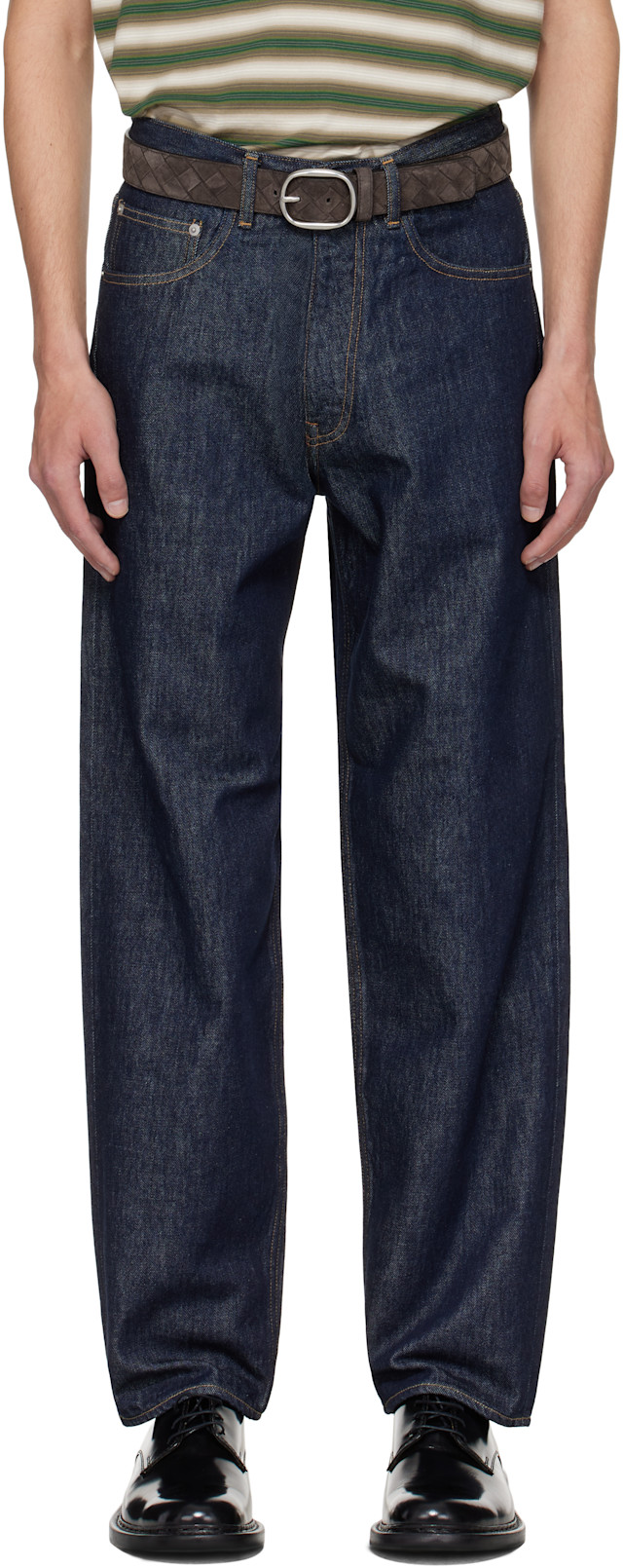 AURALEE: Indigo Hard Twist Denim Wide Jeans | SSENSE Canada