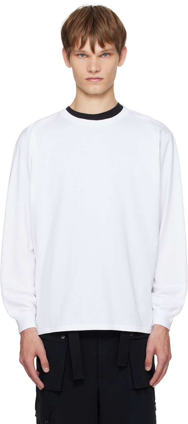 AURALEE: White Luster Plaiting L/S T-shirt | SSENSE Bahrain