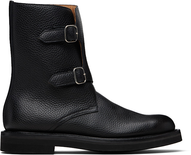 AURALEE: Black Leather Work Boots | SSENSE Australia