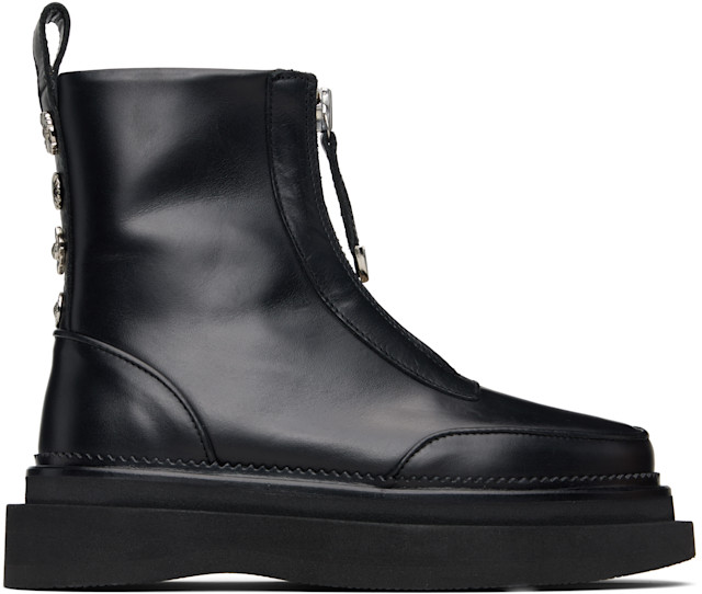 【美品】TOGA Pulla Toga Pulla: Black Hard Leather Boots | SSENSE