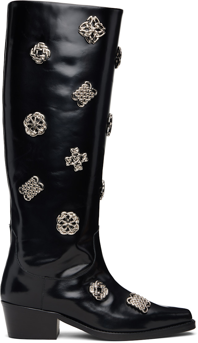 Toga Pulla: Black Polido Tall Boots | SSENSE