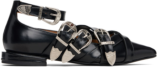Toga Pulla: Black Polido Flats | SSENSE