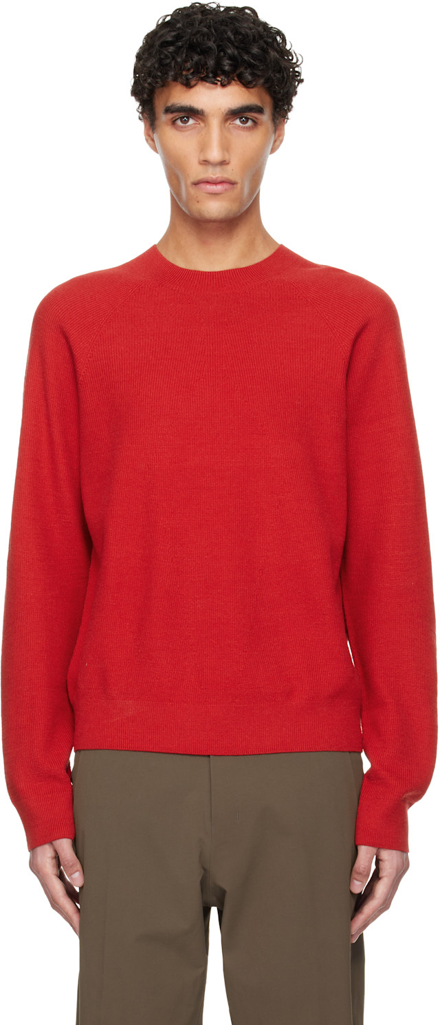 Veilance: Red Conic Wool Midlayer Sweater | SSENSE Canada