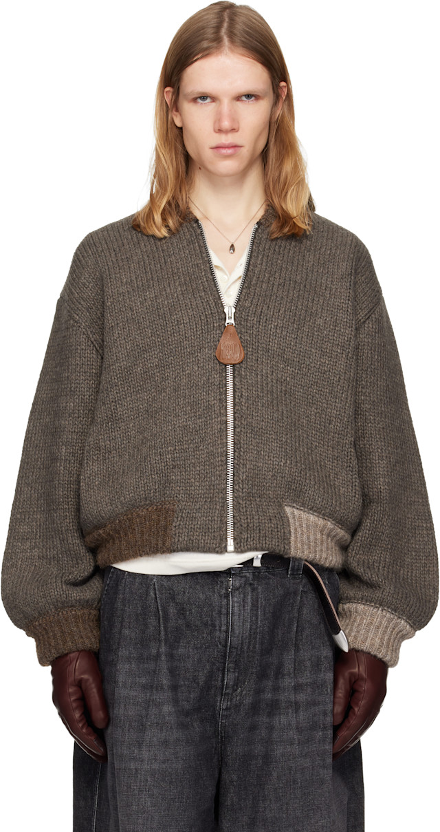 Magliano: Brown Knitted Bomberone Bomber Jacket | SSENSE