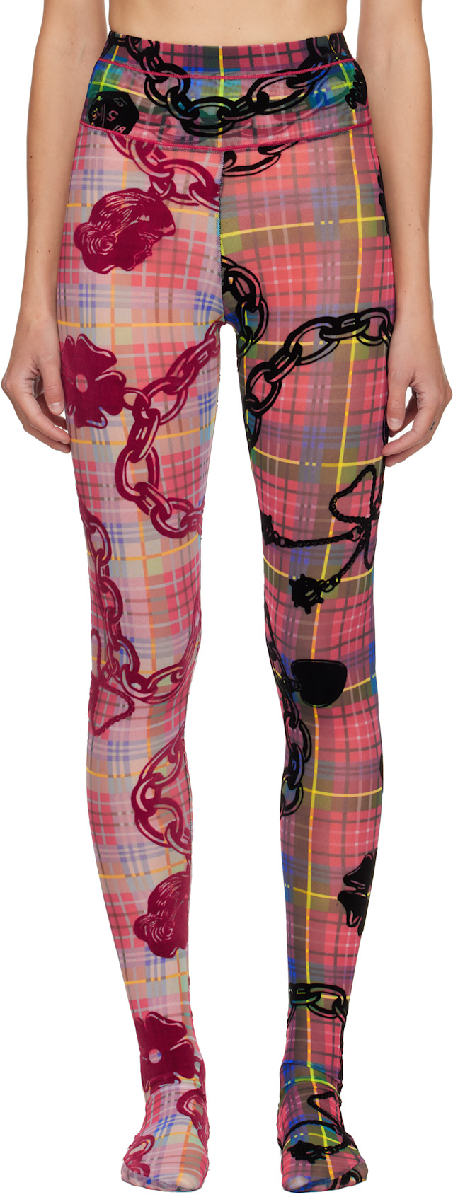 レッグウェア CHOPOVA LOWENA CHECK LEGGINGS Chopova Lowena: Multicolor Tartan Chain Mesh Leggings | SSENSE Taiwan