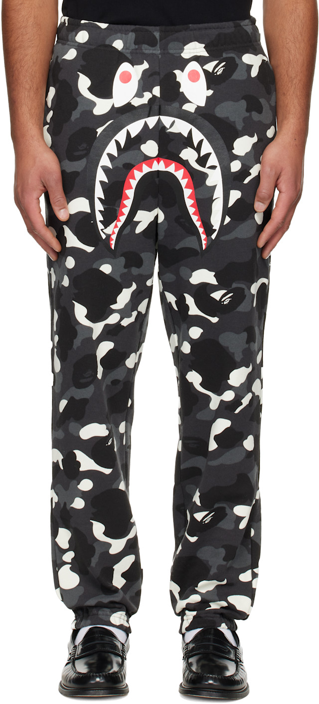 パンツ BAPE REFLECTIVE SHARK 2LAYER PANTS BAPE: Black City Camo Shark Sweatpants | SSENSE