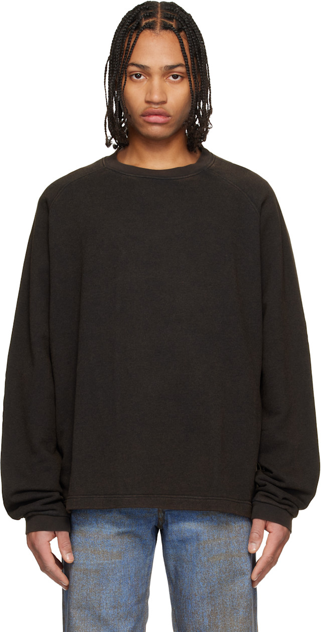 CAMPERLAB: Black Boxy Crewneck Sweatshirt | SSENSE