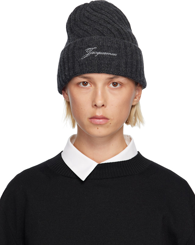 JACQUEMUS: Gray 'The Tourni' Beanie | SSENSE Canada