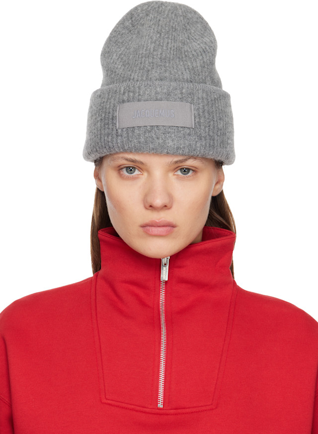 JACQUEMUS: Gray La Casa 'The Gros Grain' Beanie | SSENSE