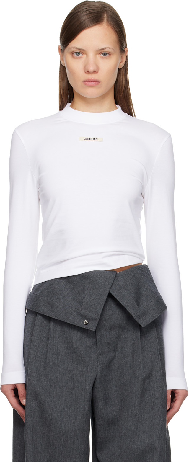 トップス Butcher Products Gros Grain L/S JACQUEMUS: White 'The Gros Grain' Long-Sleeve T-shirt | SSENSE Canada