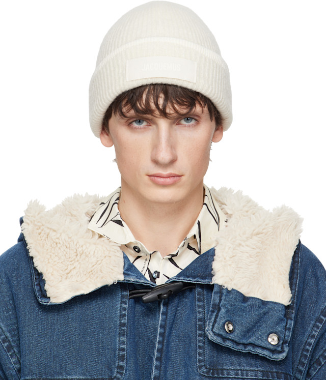 Jacquemus ジャックムス Gros Grain ビーニー オフホワイト JACQUEMUS: Off-White La Casa 'The Gros Grain' Beanie | SSENSE