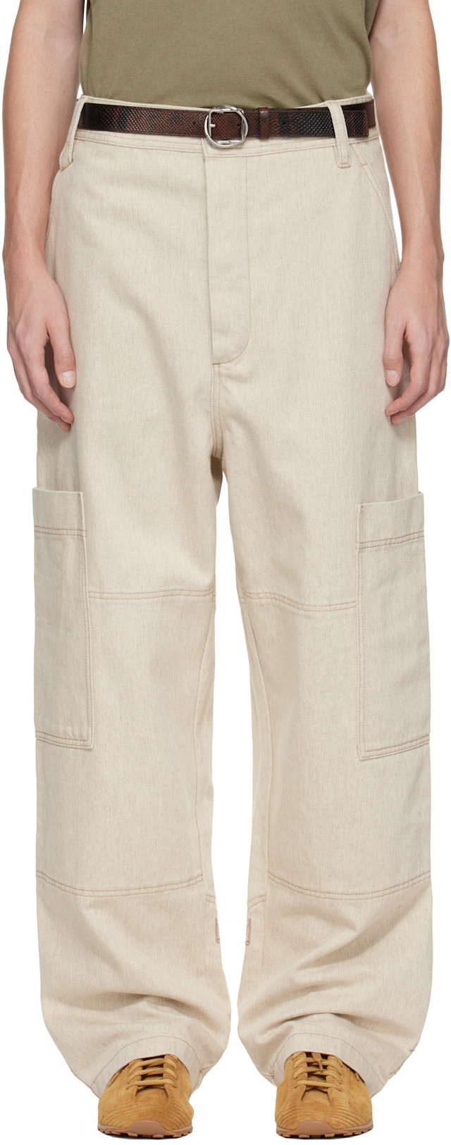 JACQUEMUS: Off-White 'The Carré de-Nîmes' Denim Cargo Pants | SSENSE