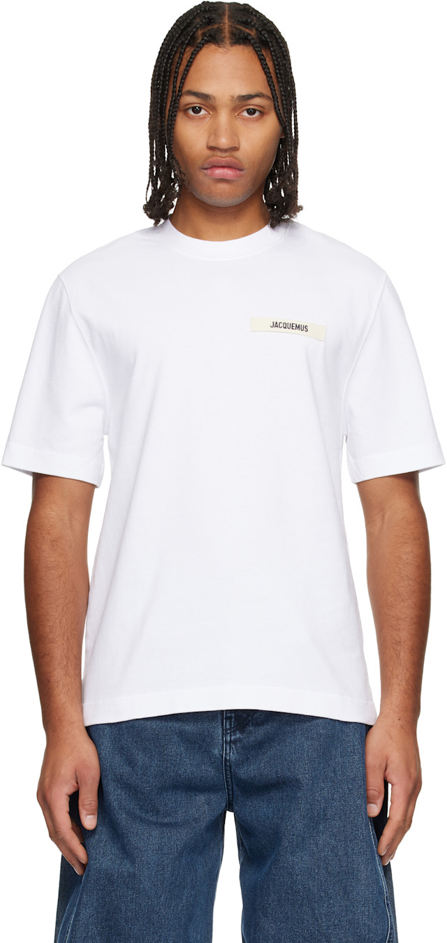 JACQUEMUS Tシャツ　GROS GRAIN ホワイト JACQUEMUS: White 'Le T-shirt Gros Grain' T-shirt | SSENSE Canada