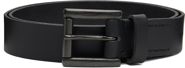 YOHJI YAMAMOTO: ブラック マットソフトレザー 30mm プレーン ベルト