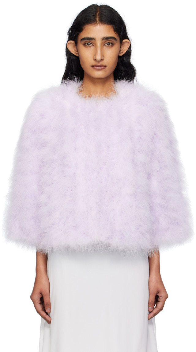 Yves Salomon: Pink Short Feather Jacket | SSENSE
