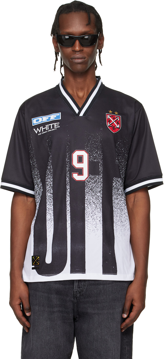 Off-White: Black Big 'Off' Gradient Soccer Jersey | SSENSE