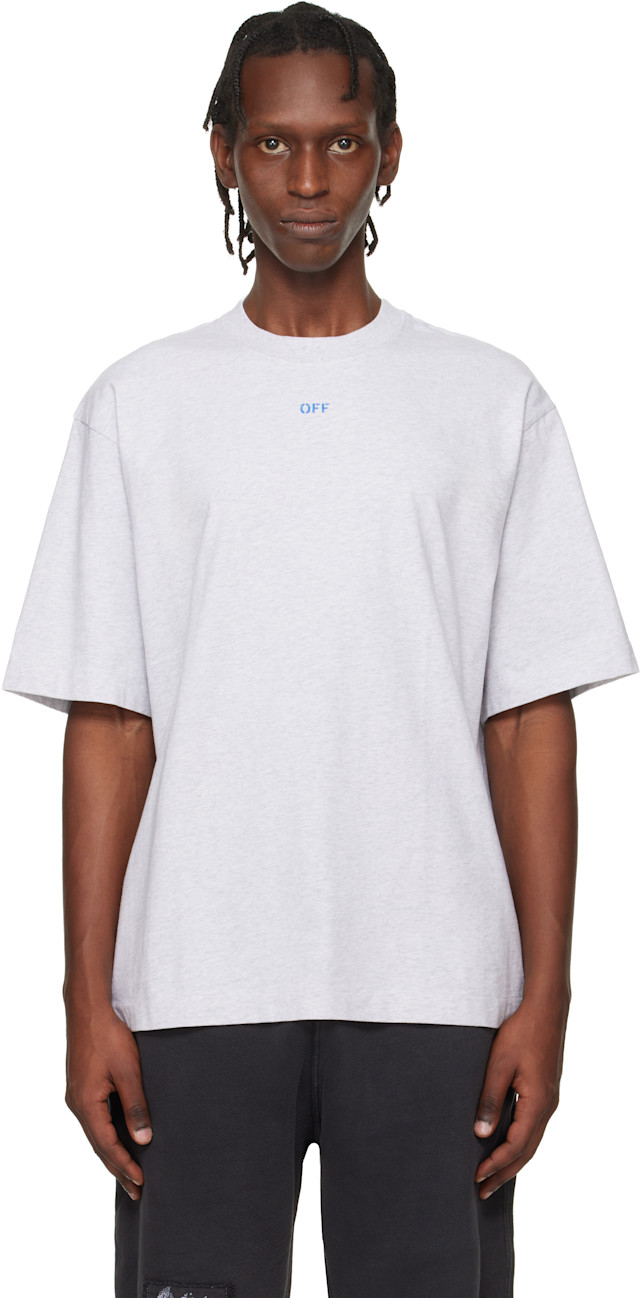 Off-White: Gray Stencil Arrow Skate Logo T-shirt | SSENSE