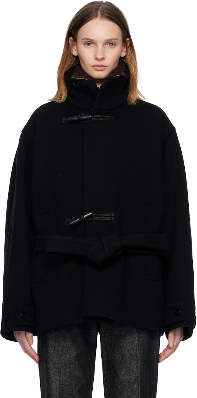 LEMAIRE: ブラック ショート ダッフルコート | SSENSE 日本
