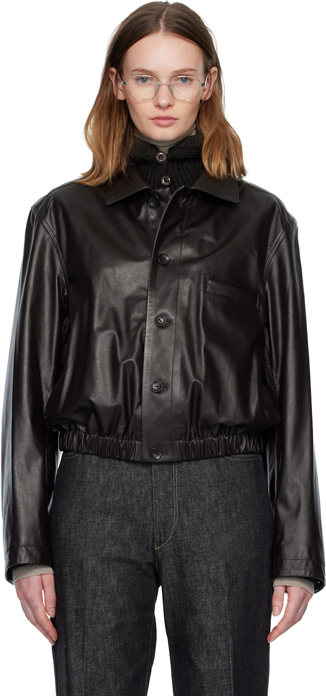 LEMAIRE: Brown Soft Leather Jacket | SSENSE Canada