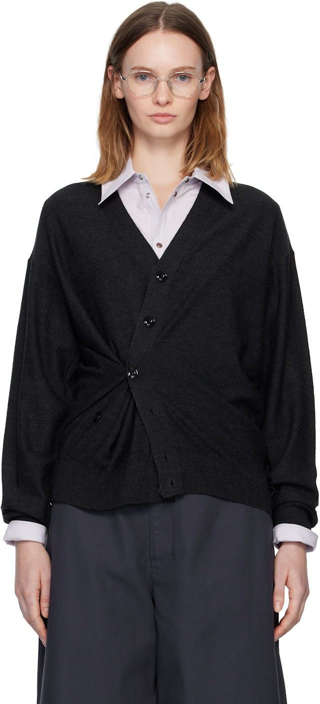 LEMAIRE: Gray Relaxed Twisted Cardigan | SSENSE