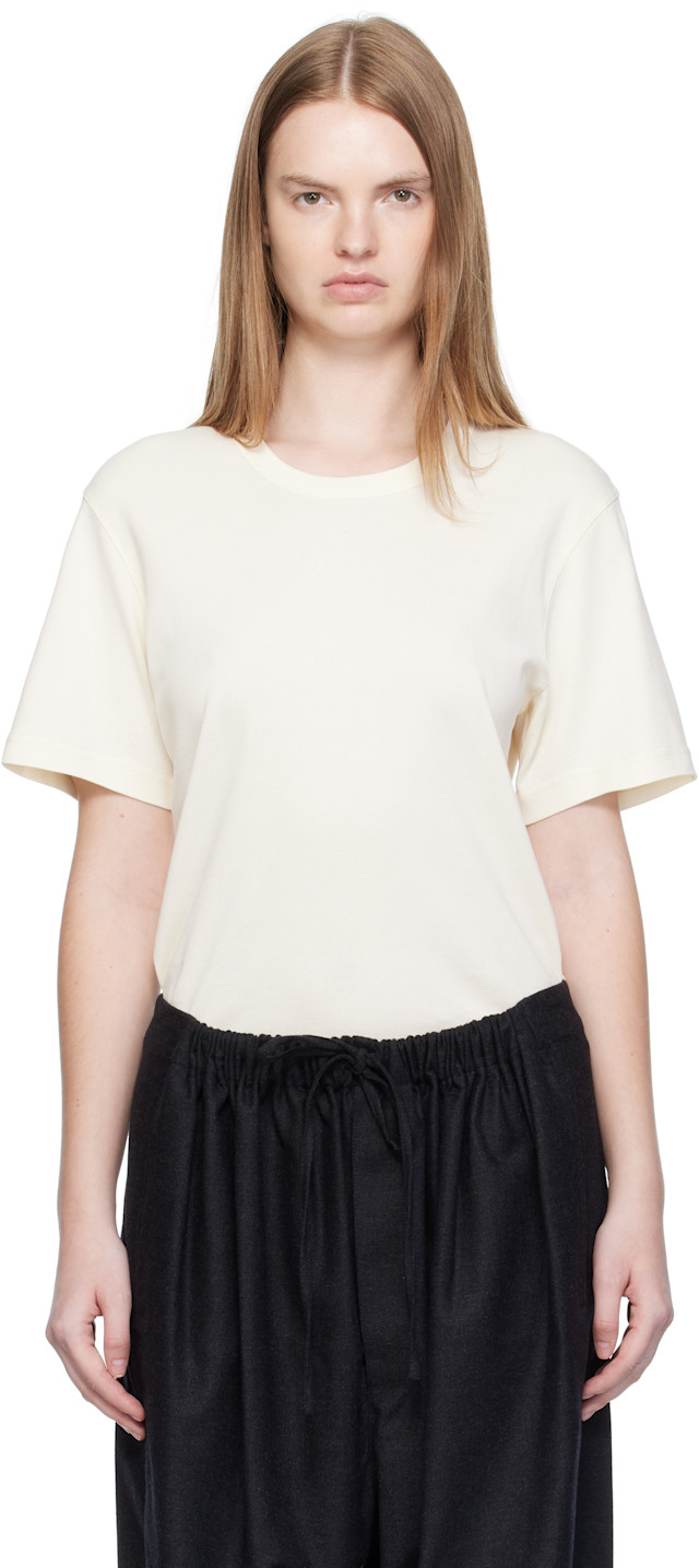 LEMAIRE: Off-White Rib T-shirt | SSENSE