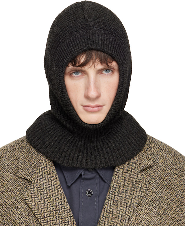 【新品】lemaire hood バラクラバ　ニット　フード　黒　Sサイズ 新品】lemaire hood バラクラバ ニット フード 黒 Sサイズ 【公式通販】