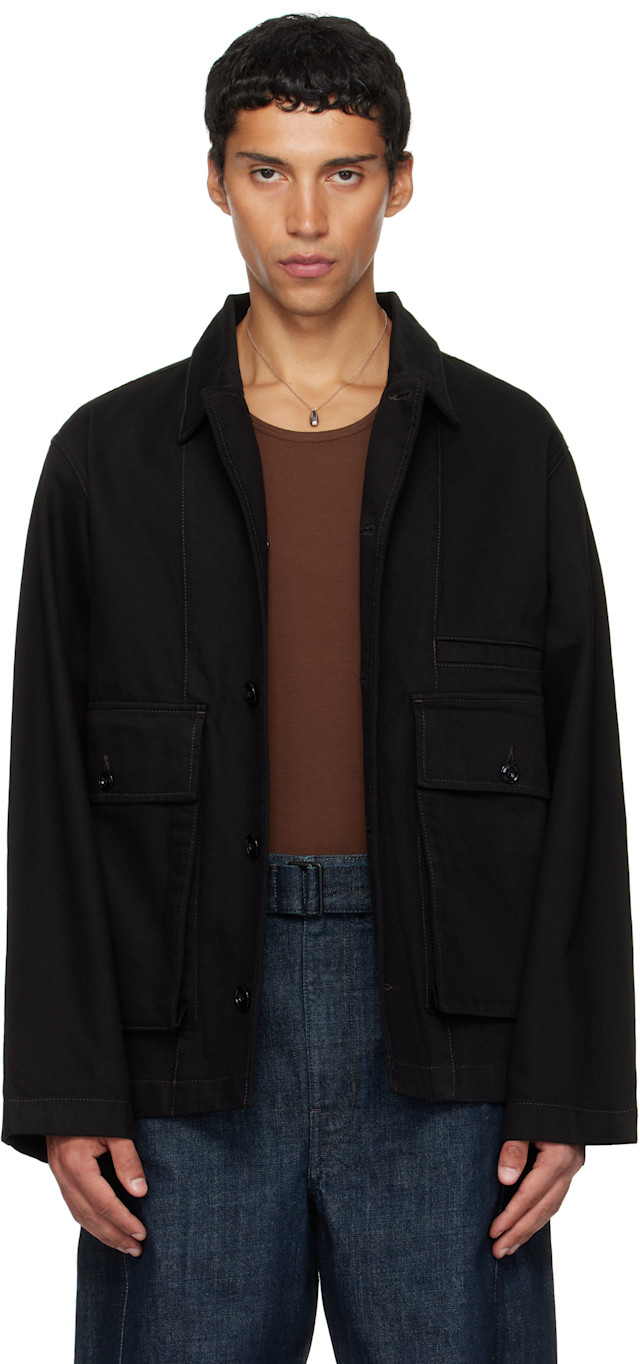 LEMAIRE: Black Boxy Denim Jacket | SSENSE