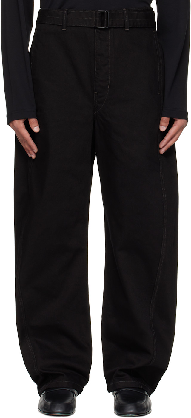 LEMAIRE: Black Twisted Belted Jeans | SSENSE Canada
