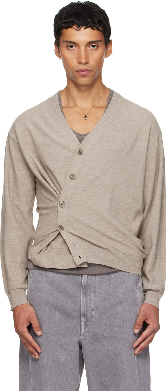 LEMAIRE: Beige Relaxed Twisted Cardigan | SSENSE