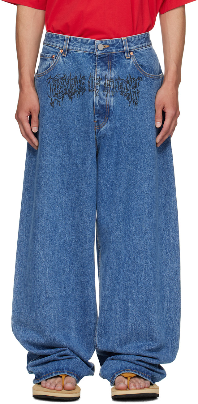 パンツ FILTH front zip baggy denim VETEMENTS: Blue Cradle of Filth Baggy Jeans | SSENSE