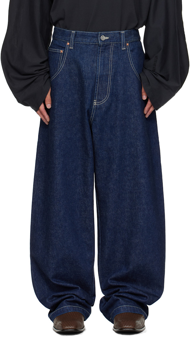 VETEMENTS: Navy Hip-Hop Jeans | SSENSE