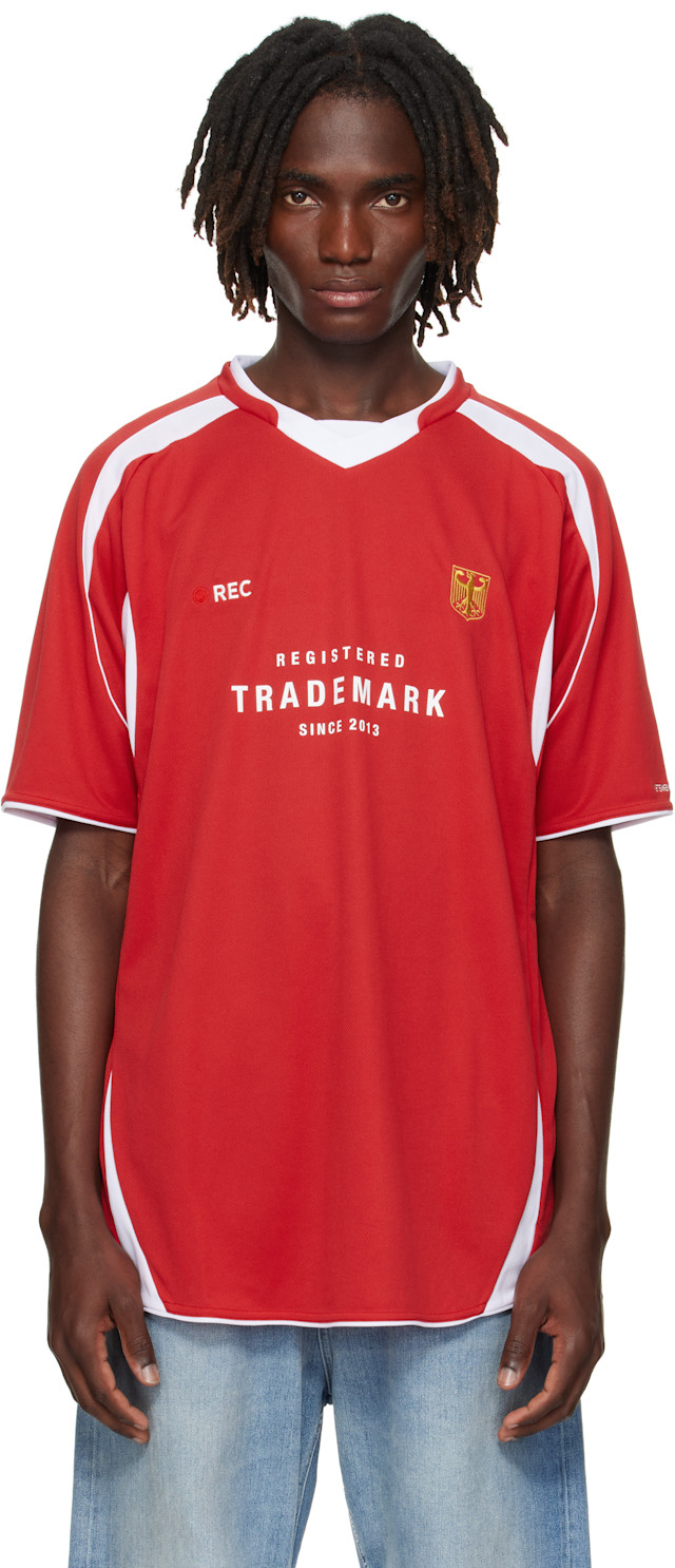 VETEMENTS: Red 'Trademark' Football Jersey | SSENSE Canada
