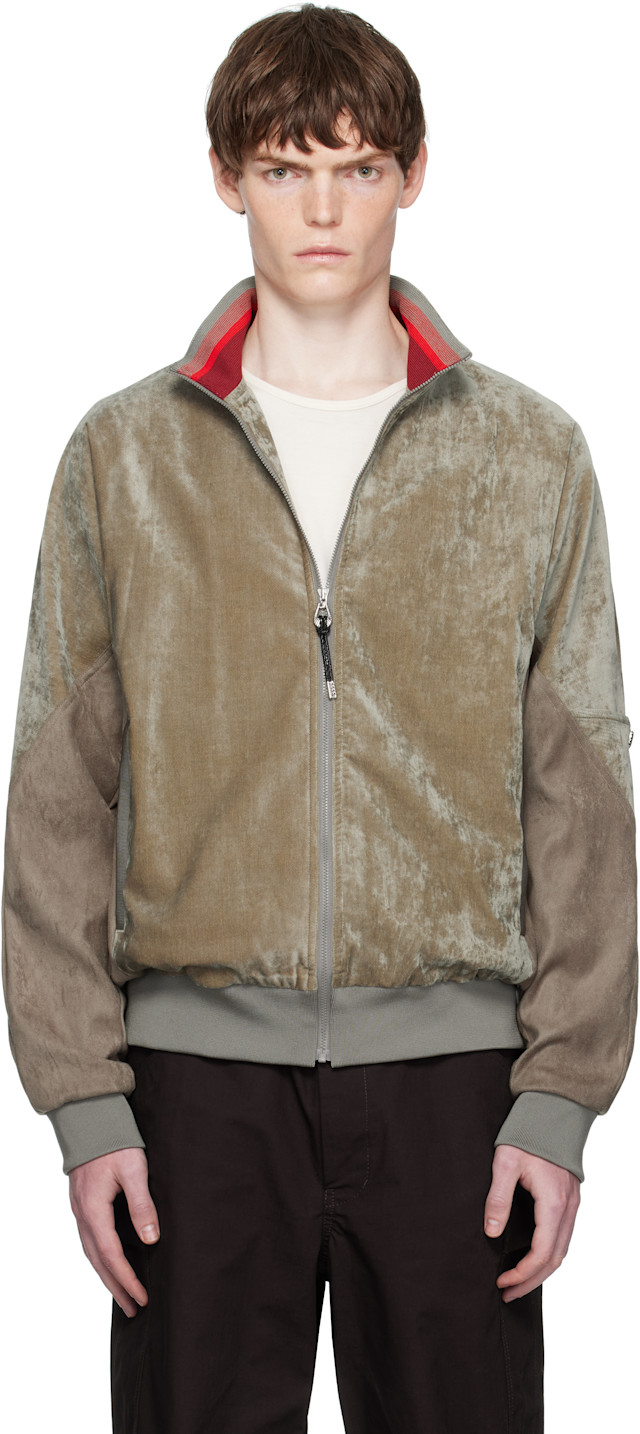 Toga Virilis: Khaki Velvet Track Jacket | SSENSE Toga Virilis: Khaki Velvet Track Jacket | SSENSE
