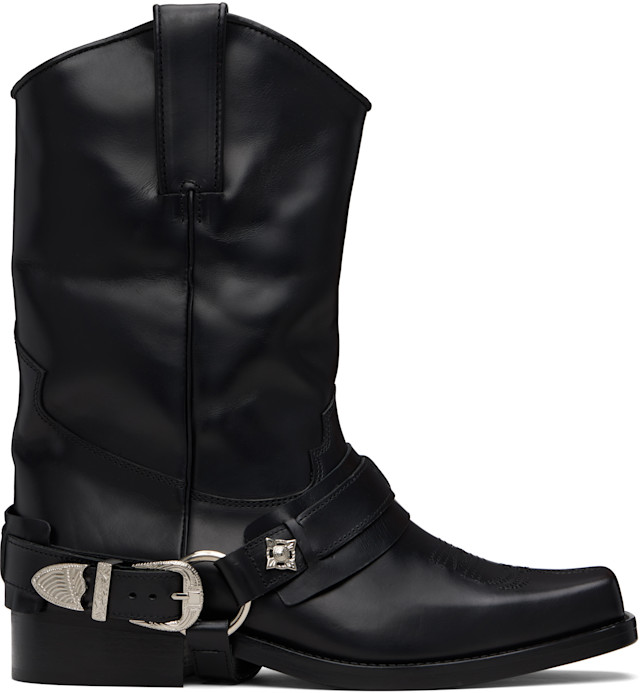 Toga Virilis: SSENSE限定 ブラック Hard Leather AJ1178 ブーツ