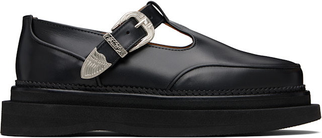 Toga Virilis: Black Hard Leather Loafers | SSENSE