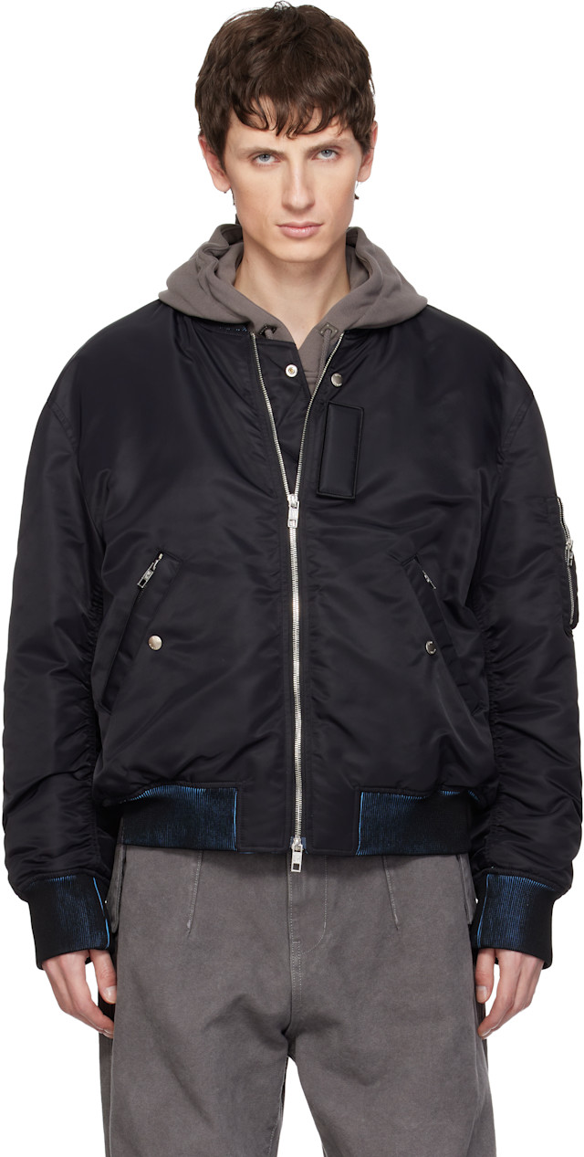 WOOYOUNGMI: Black Back Logo MA-1 Bomber Jacket | SSENSE