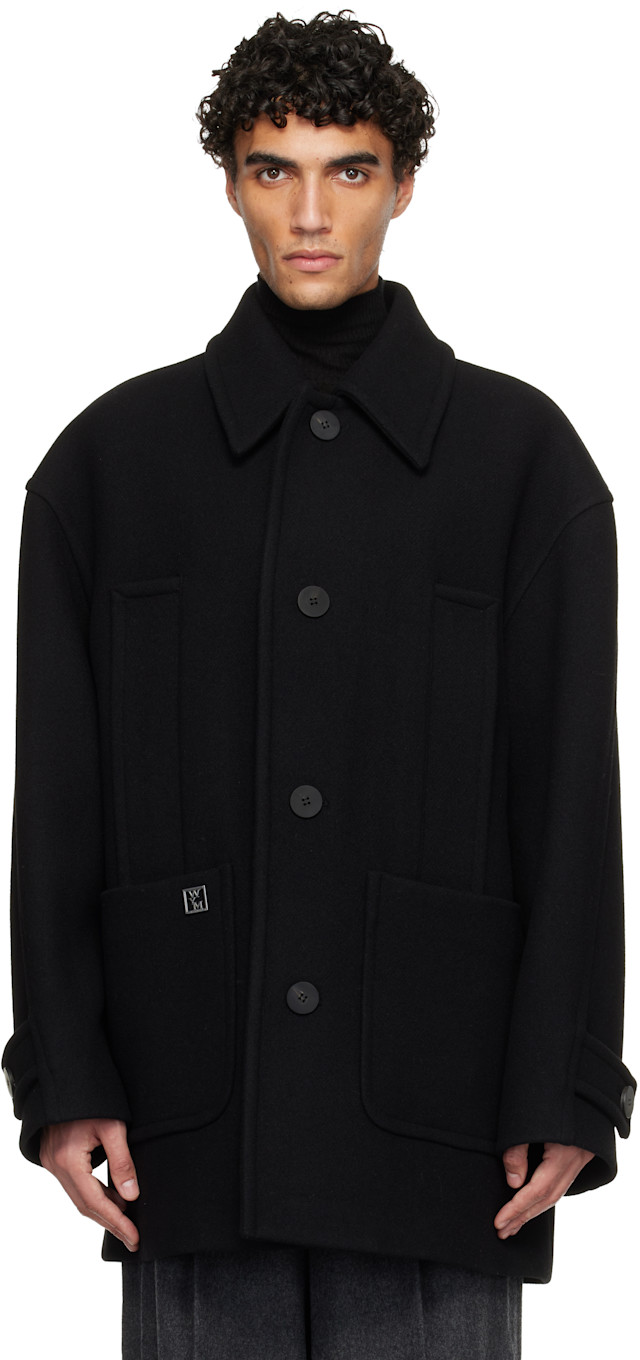 ジャケット・アウター enof wool rever half coat 2 WOOYOUNGMI: Black Wool Blend Half Coat | SSENSE