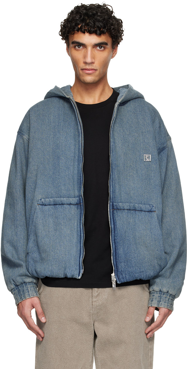 WOOYOUNGMI: Blue Hooded Denim Jacket | SSENSE Japan