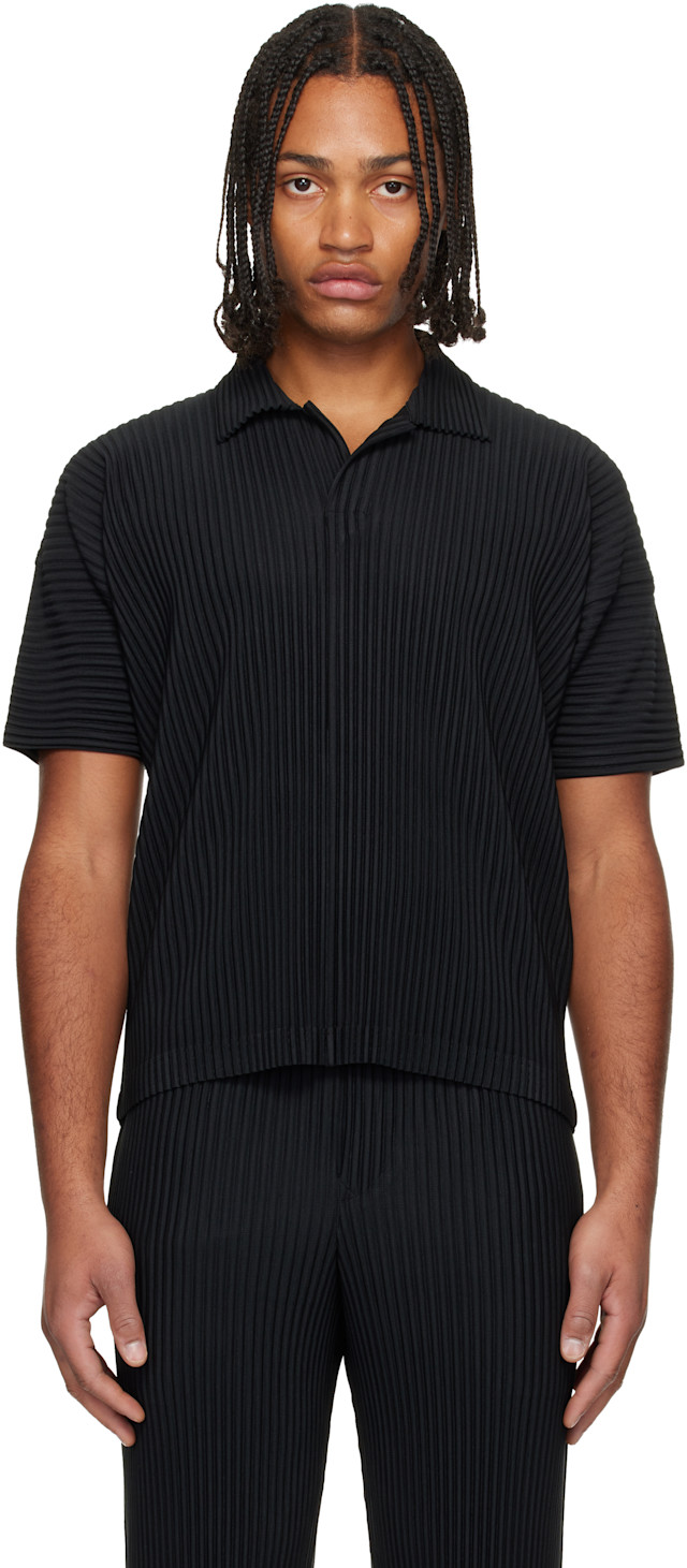 HOMME PLISSÉ ISSEY MIYAKE: Black Basics Polo | SSENSE