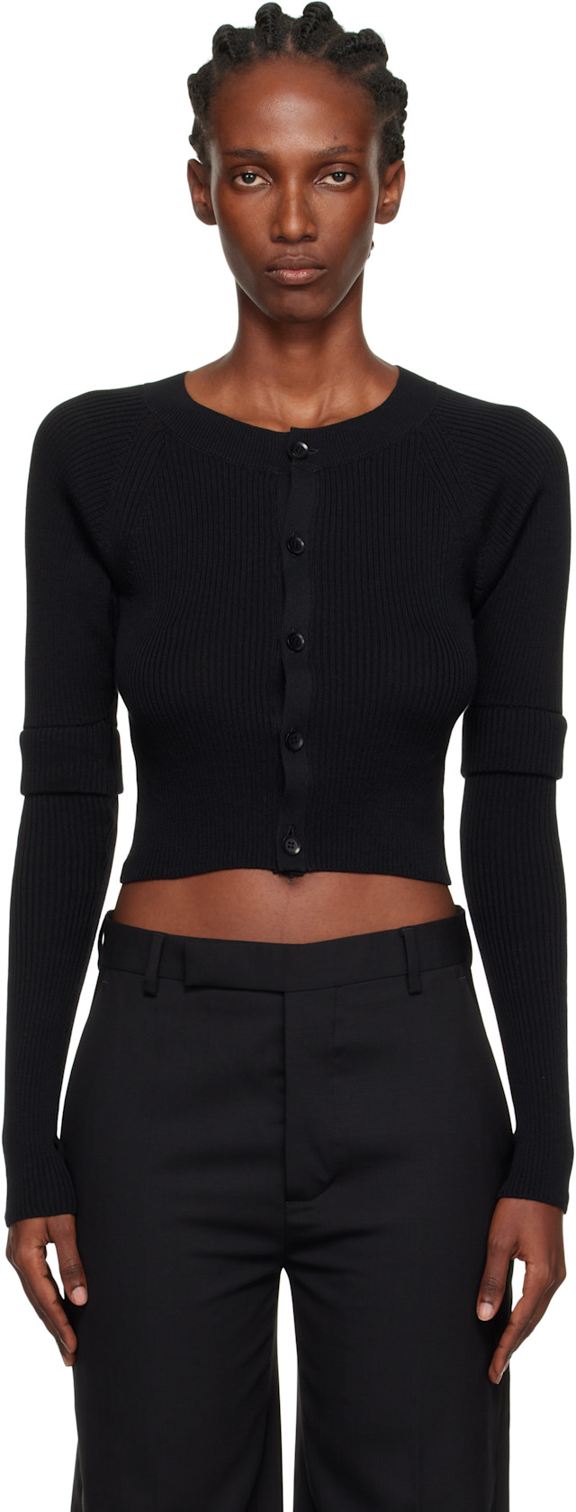 Y's: Black Double Sleeve Short Cardigan | SSENSE