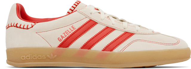 adidas Originals: Beige & Red Gazelle Indoor Sneakers | SSENSE Canada