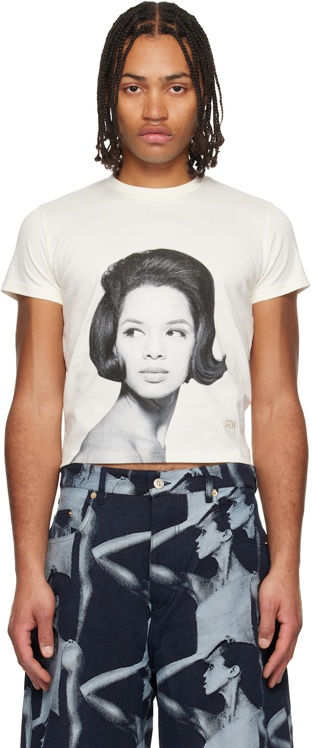 WALES BONNER ウェールズボナー 25AW ポルトガル製 Theaster Gates Edition SELAH OVERSIZED T-SHIRT シアスターゲイツ セラオーバーサイズTシャツ S OFF WHITE 半袖 定価69,300円 トップス【中古】【WALES BONNER】 Wales Bonner: Off-White Theaster Gates Edition Selah Cropped T