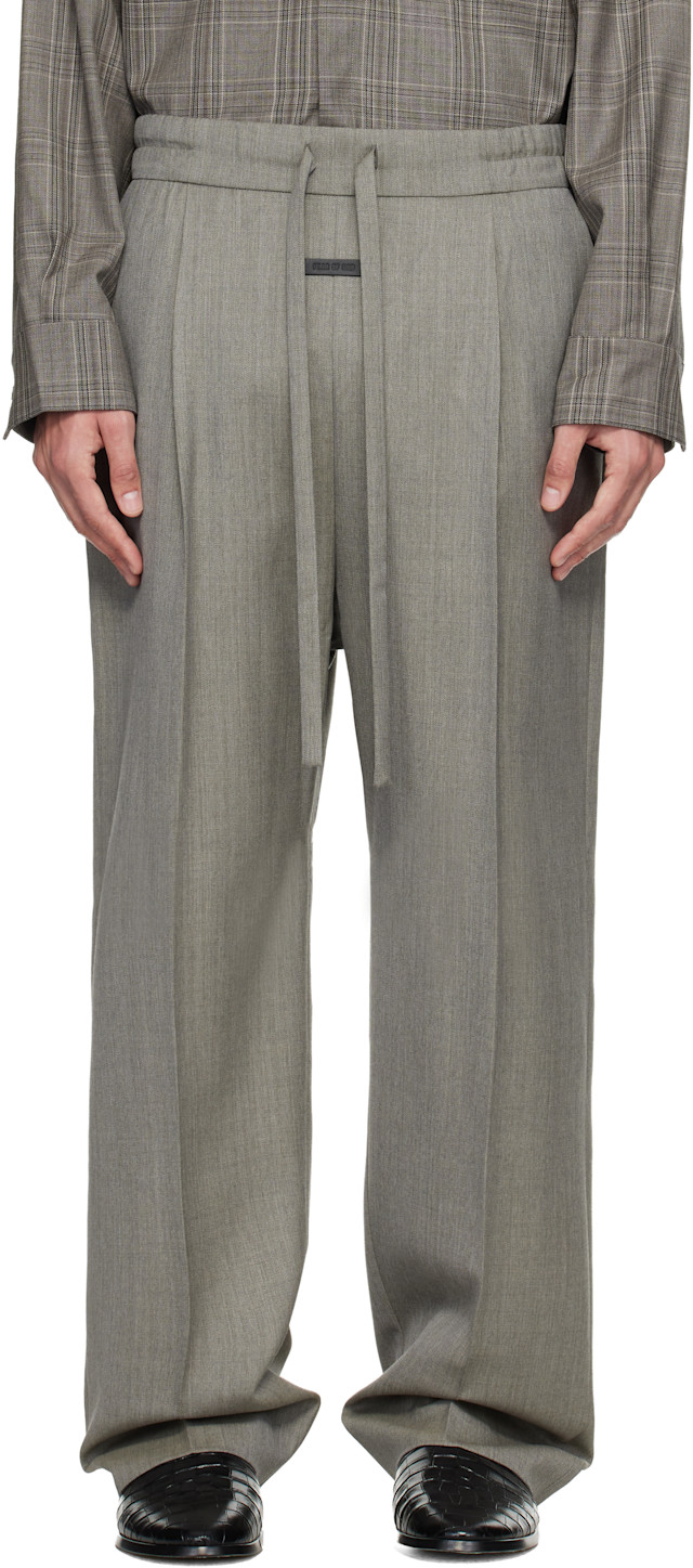 Fear of God: Gray Virgin Wool Drawstring Straight Trousers | SSENSE