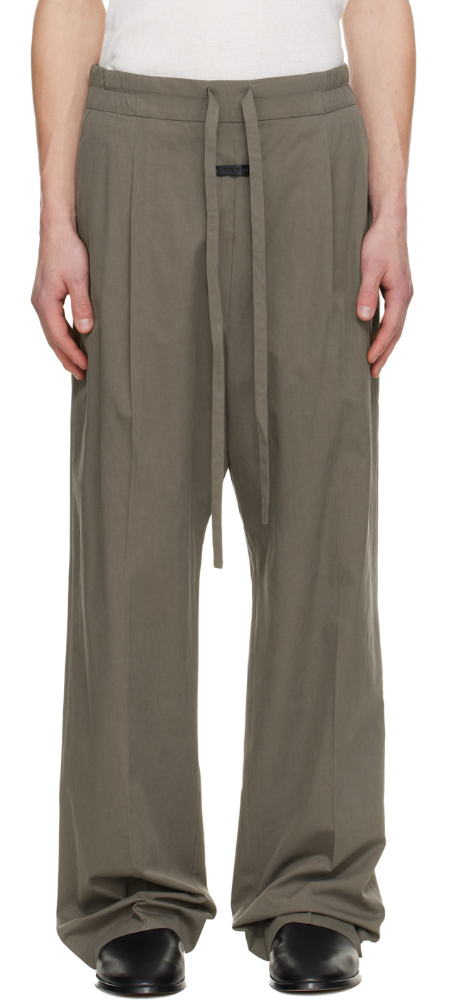 Fear of God: Khaki Drawstring Straight Trousers | SSENSE